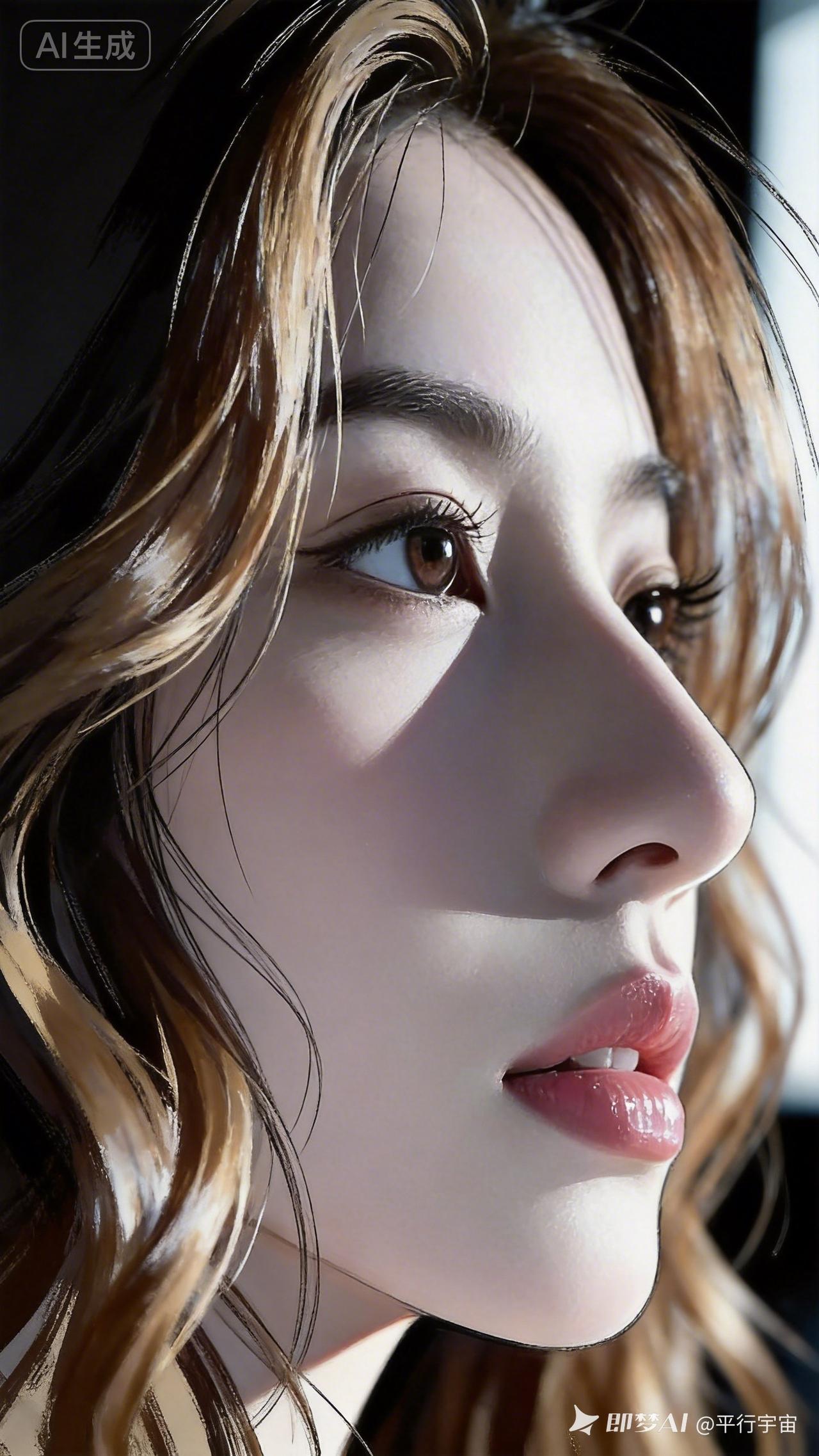 梦幻般的少女侧颜，AI生成的完美细节！