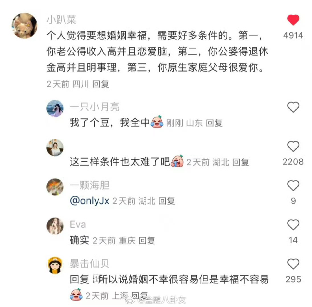 婚姻幸福的三大要素，这么难？[捂脸哭]​​​