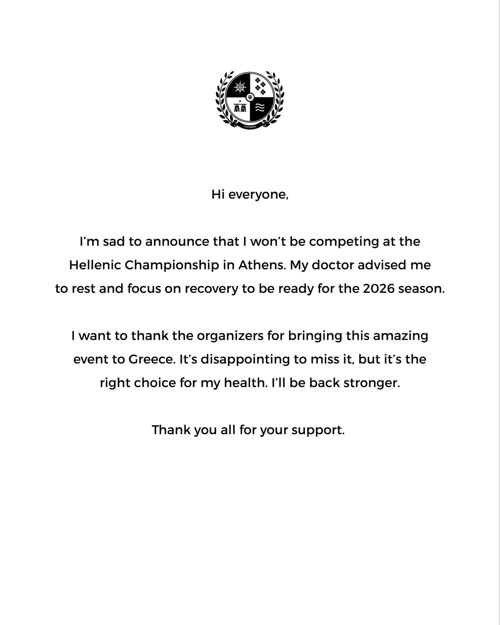 西西帕斯退出本土的ATP250雅典赛官宣虽迟但到～网球网球talking