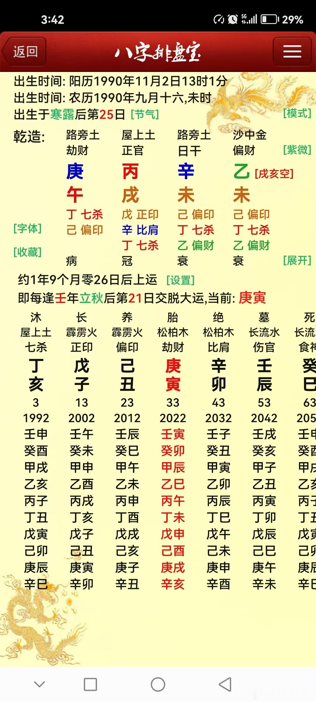 年月无财，而日时有艰难在前半生。这个八字身旺有财有官，但年月无财日时有再一个就加