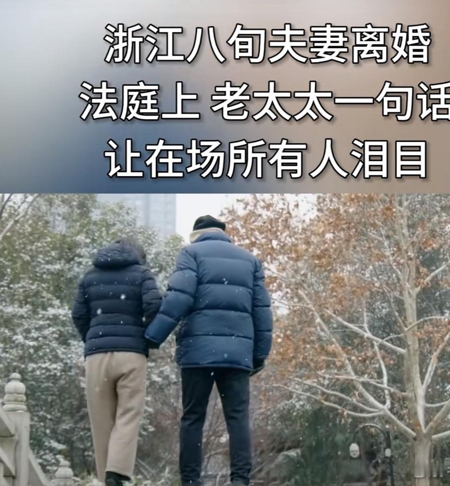 89岁老头搀扶84岁老太太去离婚，承诺离婚后所有存款都归老太太，法庭上，老太太一