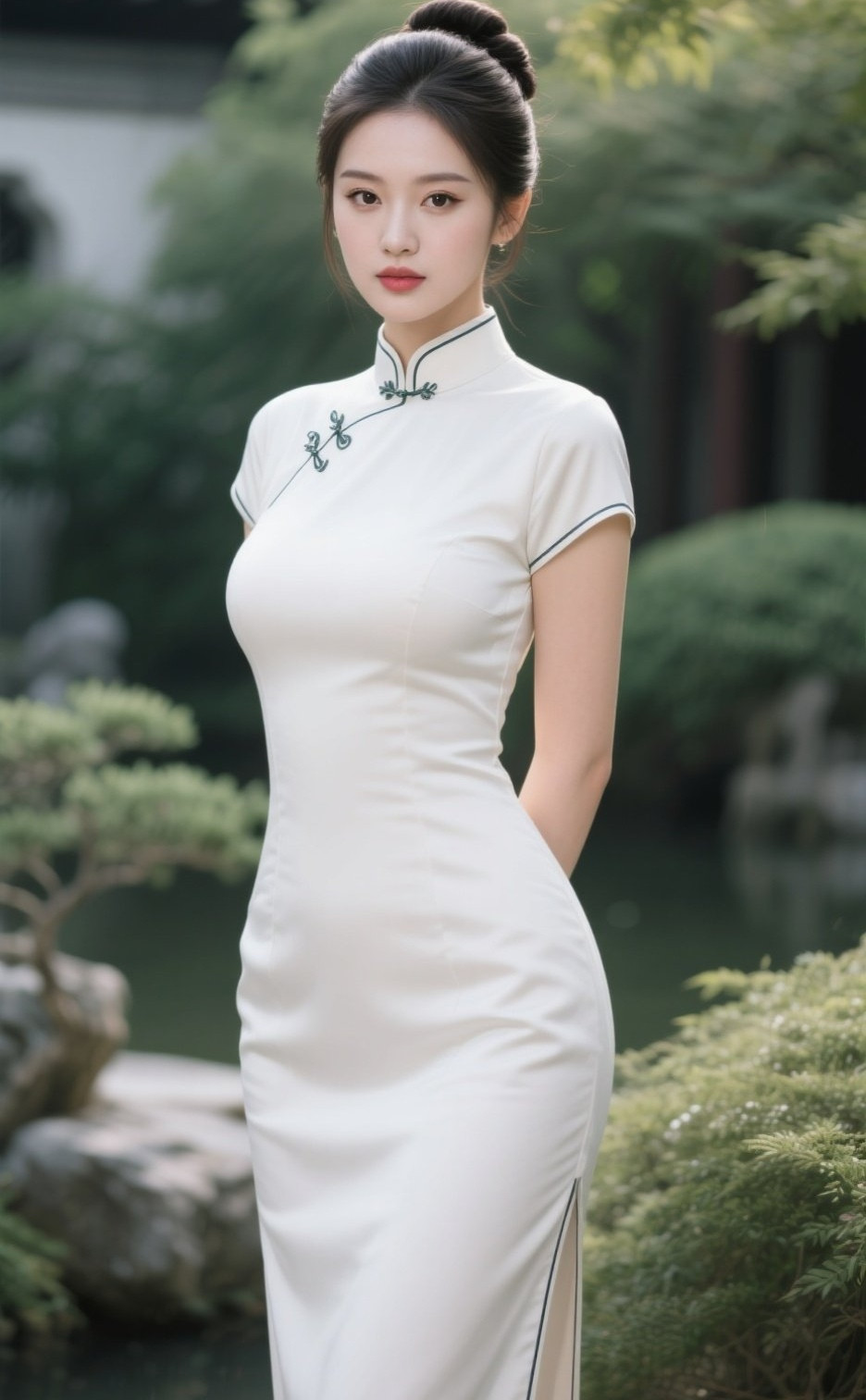 东方美眉旗袍修身，清雅绝伦醉倒众生