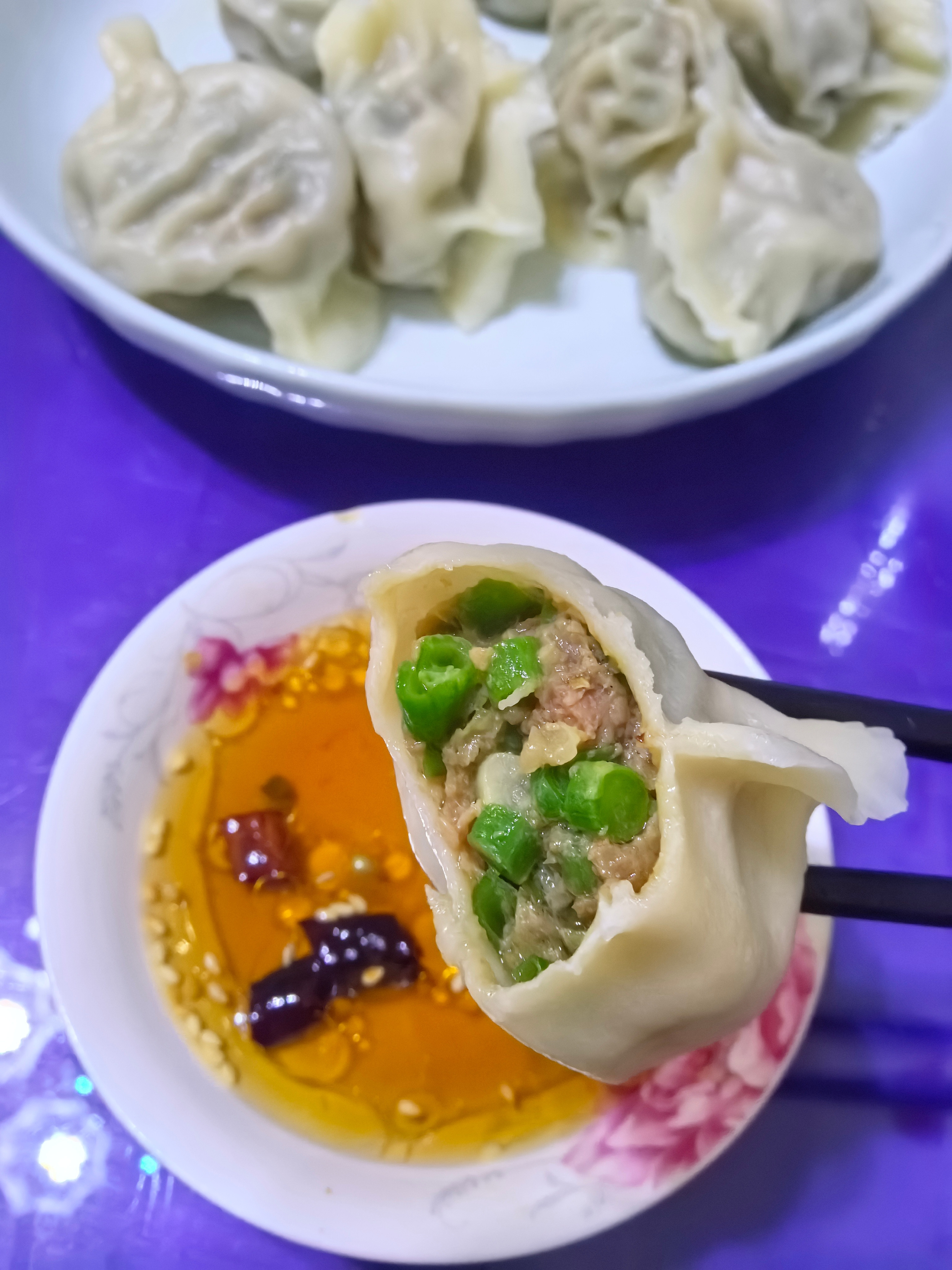 每日一餐分享又到了吃豆橛子的季节，小鸣最爱的豆角肉水饺get√