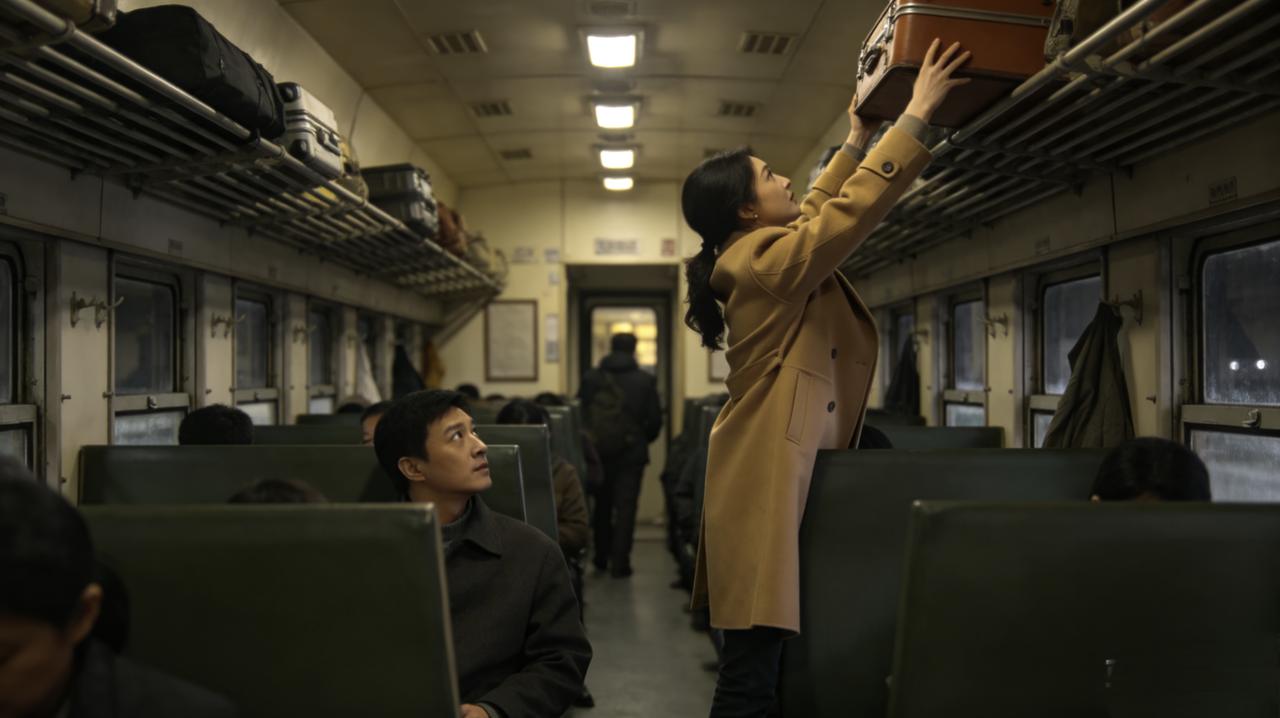 地铁到站时，陈屿看见那个穿驼色大衣的女人正踮脚拿行李架上的箱子。他顺手帮她拿下