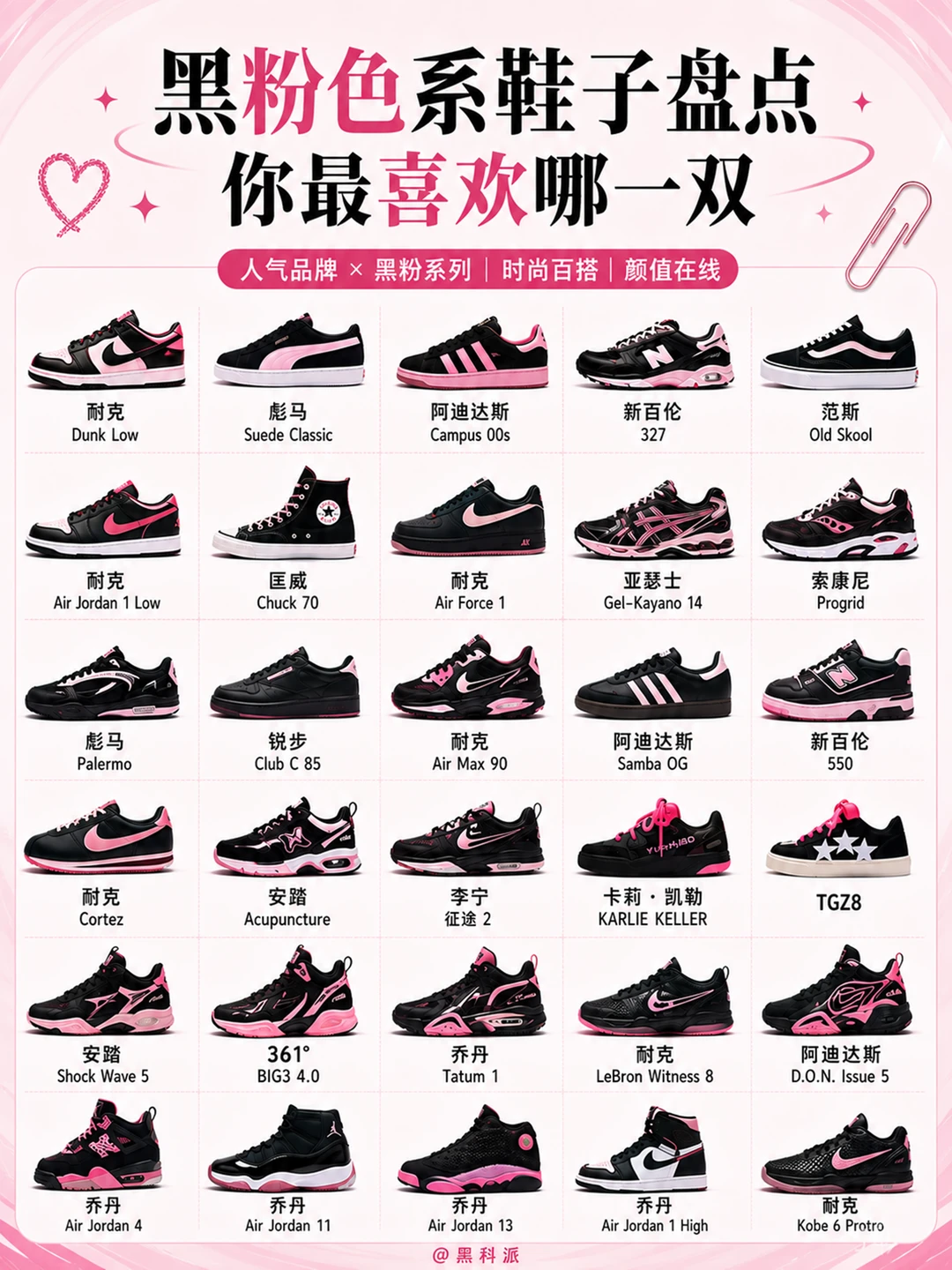 黑粉控狂喜！30双黑粉色系潮鞋大盘点！