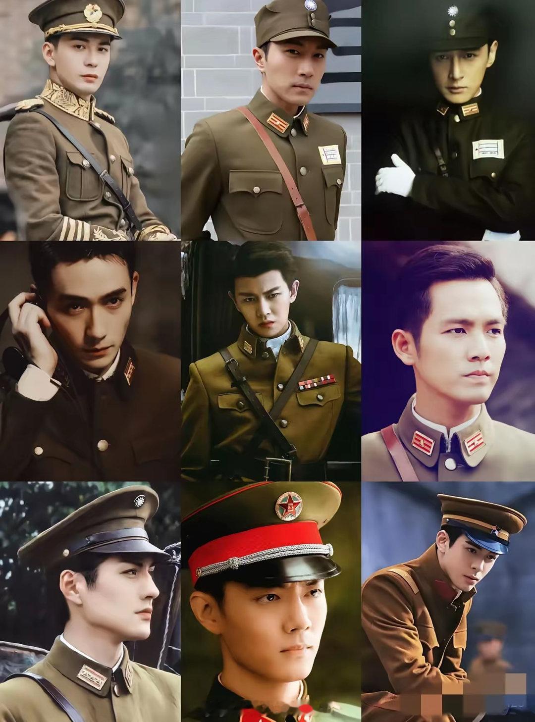 男明星民国军装帅气照片九选一，你最喜欢谁？1、陈星旭2、刘恺威3、胡歌4、朱一龙