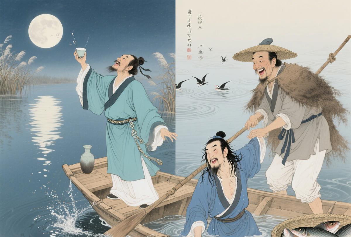 李白喊“没醉能捞月”！掉江变落汤鸡，船夫笑他差点喂鱼唐朝诗仙最荒唐“酒后翻