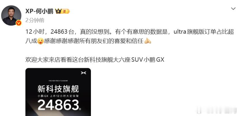 【何小鹏回应小鹏GX12小时大定24863台】小鹏GX12小时大定24863台5