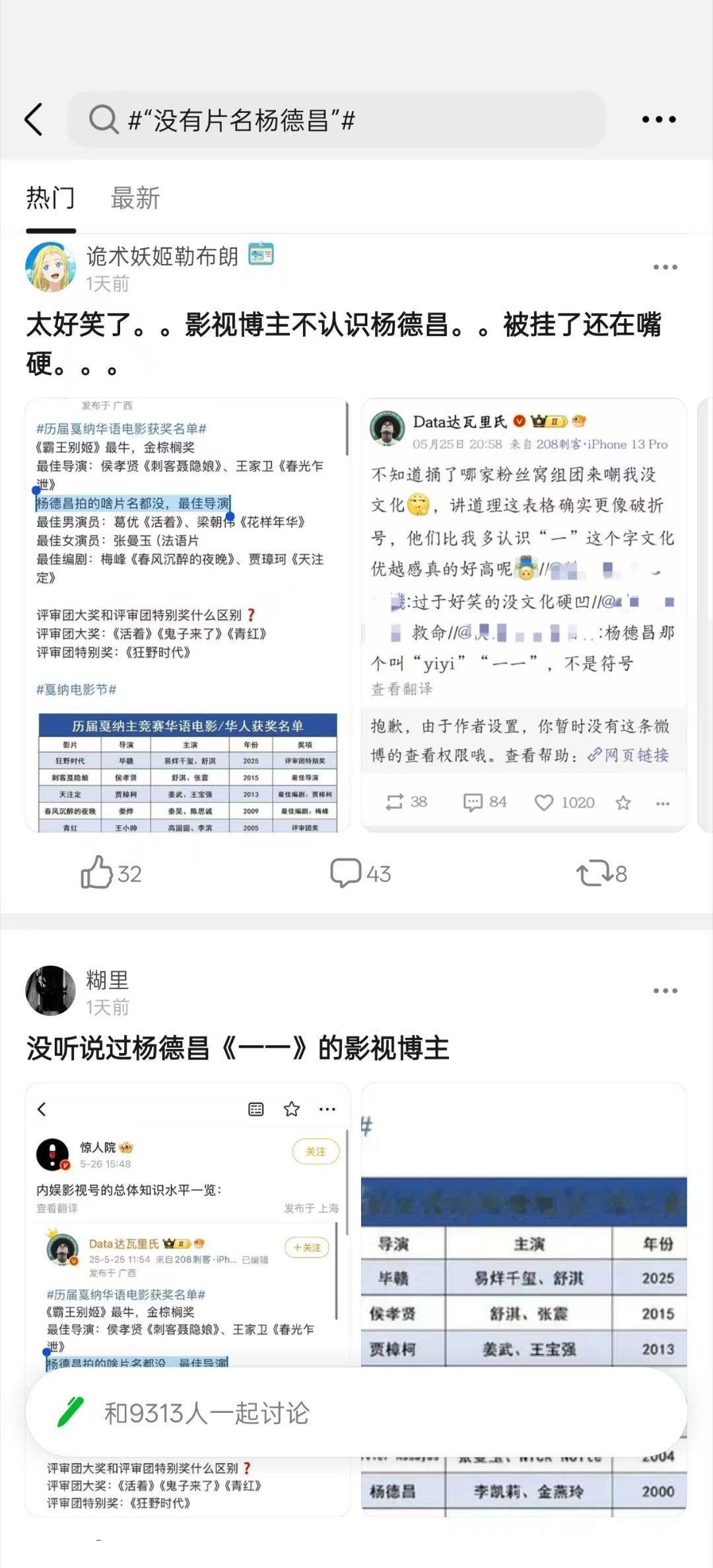 今天这个帖子，让吃凉面的我放声大笑。[捂脸哭][捂脸哭]电影博主说《一一》是小众电影