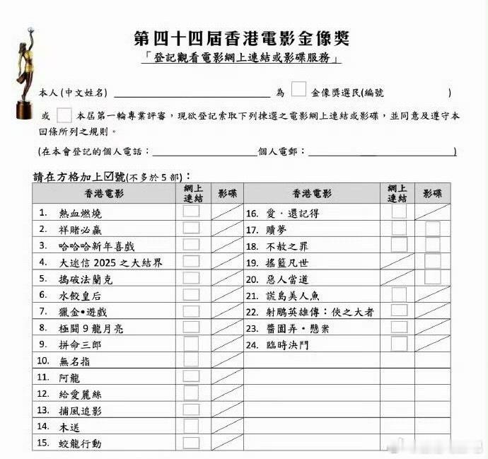 第44届香港电影金像奖2026年金像奖部分入围影片，估计还会加多一部年尾的《寻秦