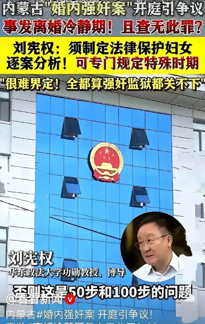 华东政法大学教授刘宪权表示：“‘婚内强奸’这一罪名若真被写入法律，监狱恐怕都不够