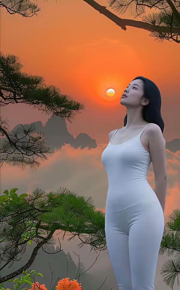 黄山晨曦在黄山的肩头晨曦，撕开夜的缄默橙红的光，如炽热的信笺把希望，递给