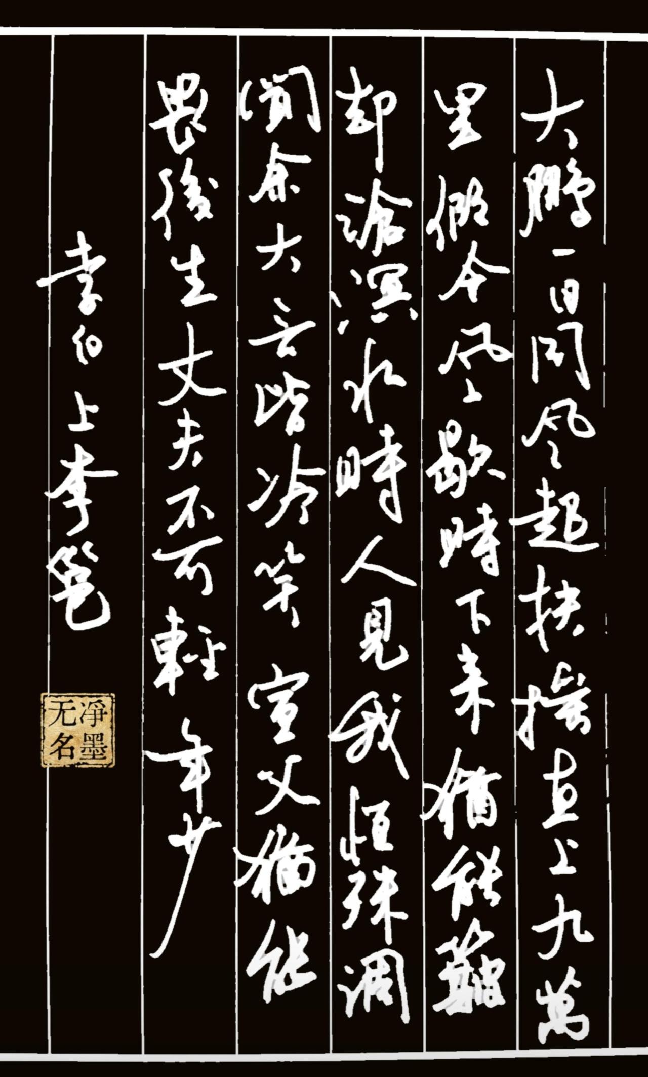 📜作品整体解析硬笔书写李白的《上李邕》整体气息流畅洒脱，和诗里那种少年意