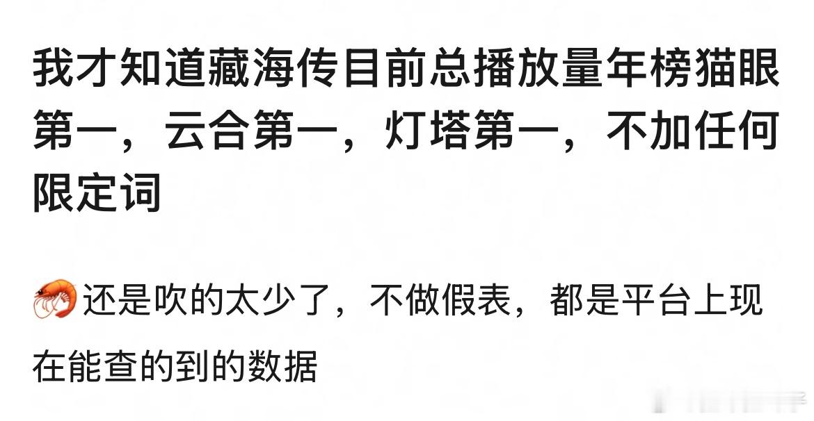 肖战CCTV认证断层第一的电视剧肖战粉丝还是太低调了，对实绩就不能低调，《藏海