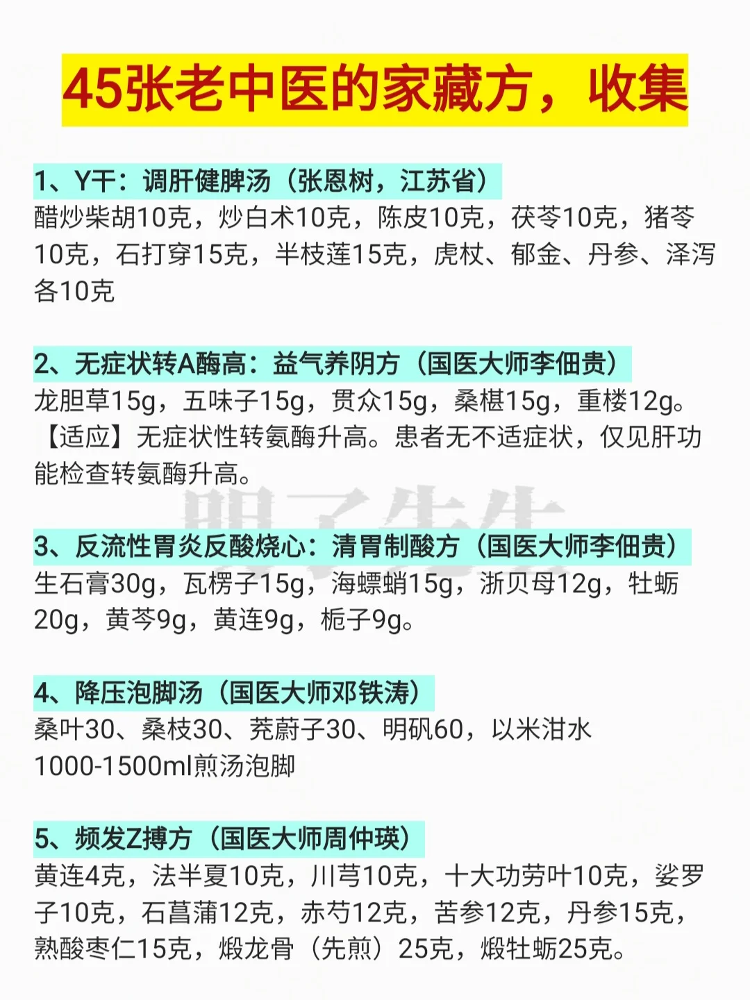 45张国医大师、名中医的家藏方，收藏