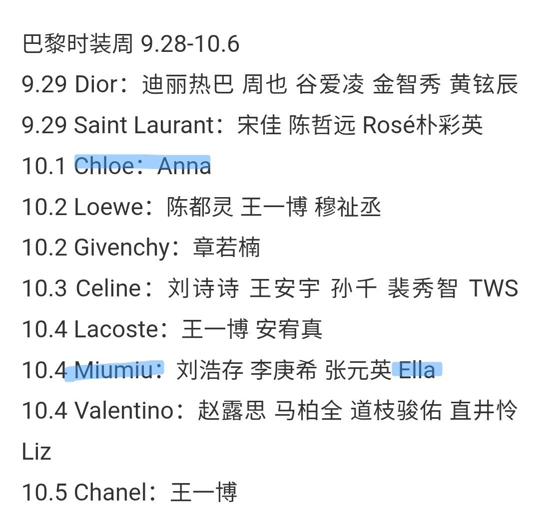 巴黎时装周10.1AnnaxChloe10.4EllaxMiumiu