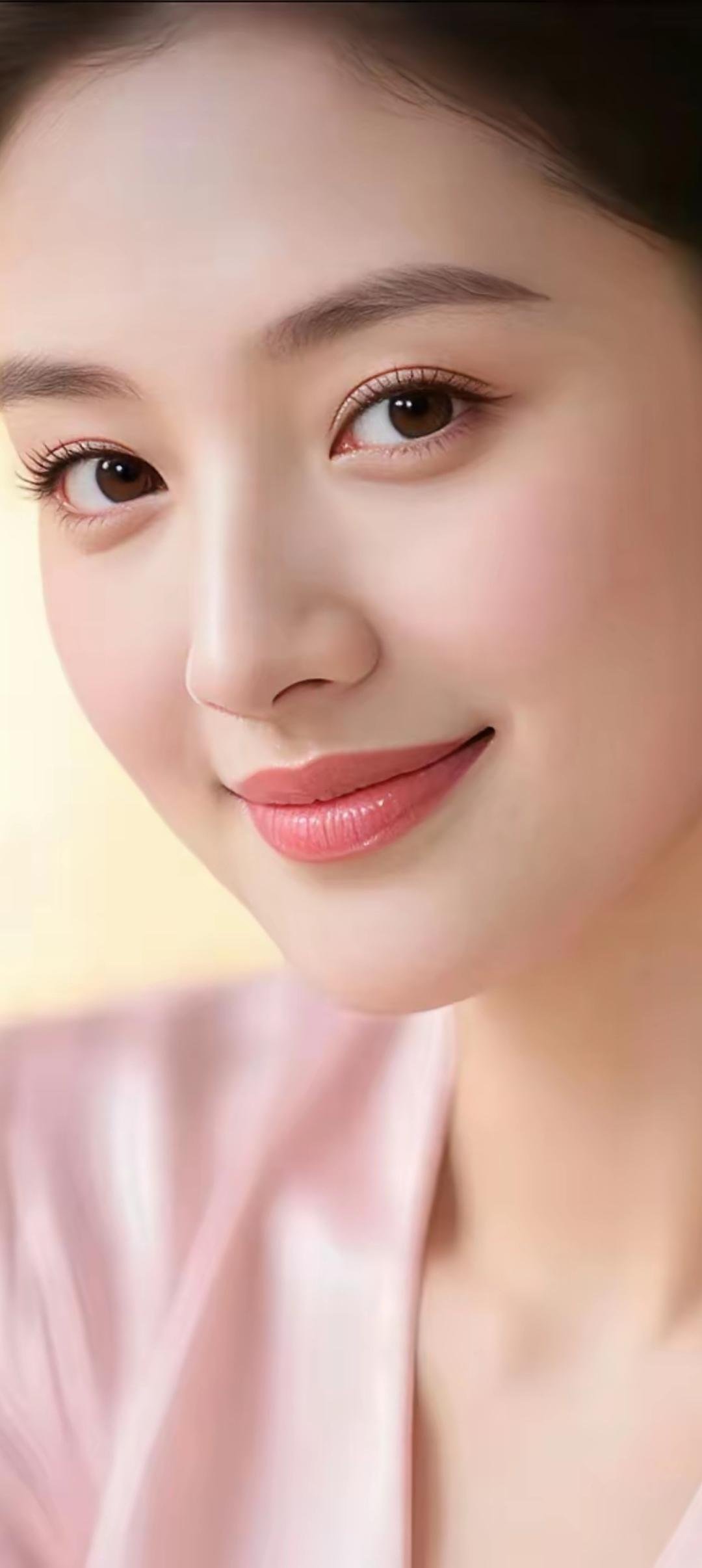 温柔甜美的微笑，粉嫩的唇妆，少女心满满！🌸💕
