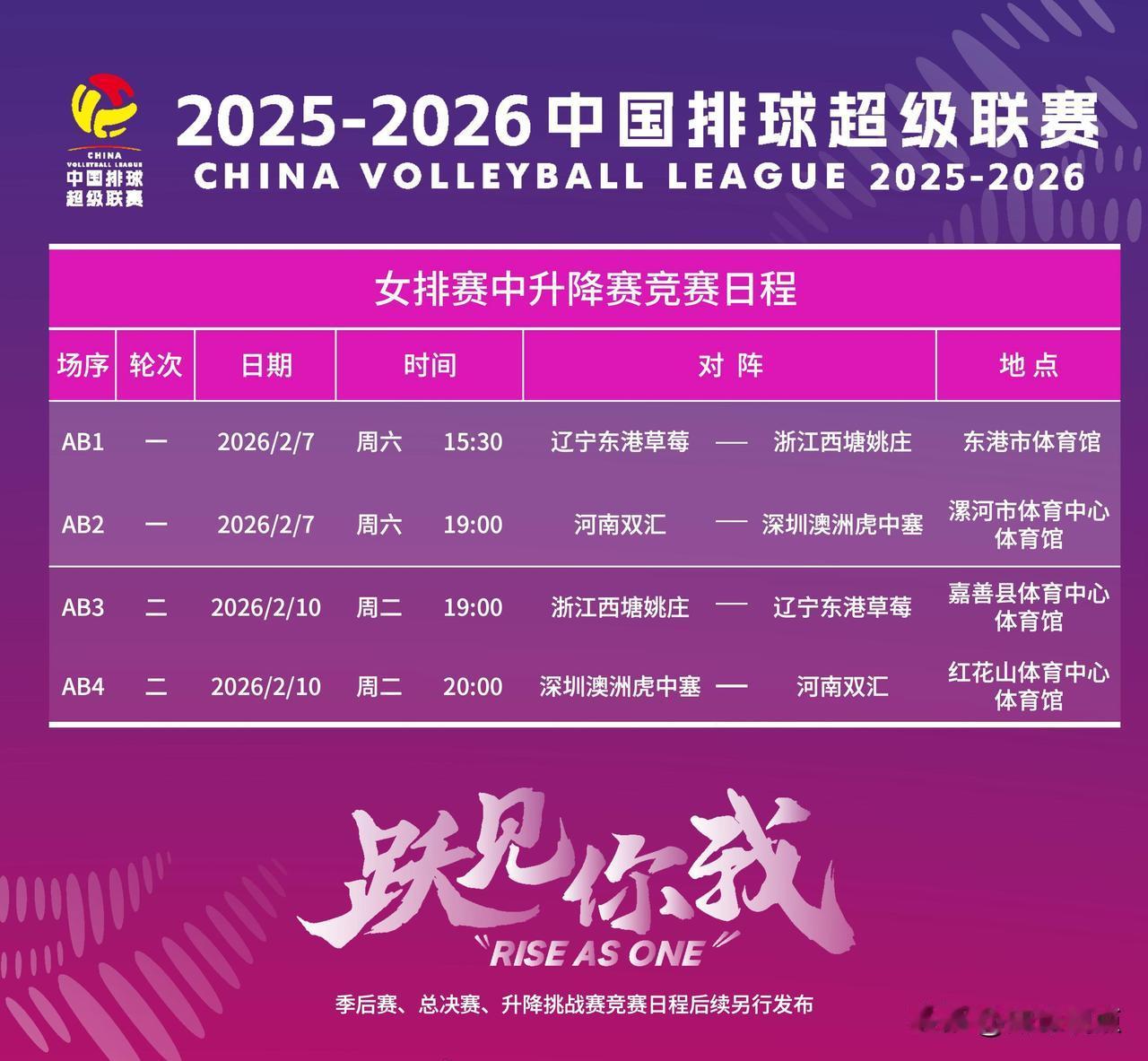 【男排&女排赛中升降级赛详细赛程】中国排协发布男排&女排赛中升降赛详细赛程采