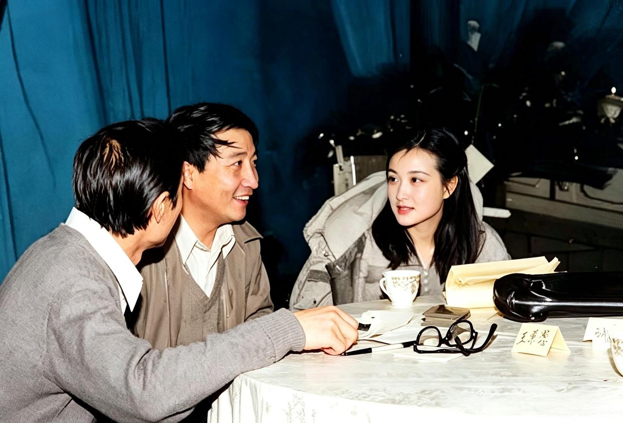 这是一九八三年第一届春晚上的四名主持人中的三人。三十三岁的刘晓庆是四名主持人中唯