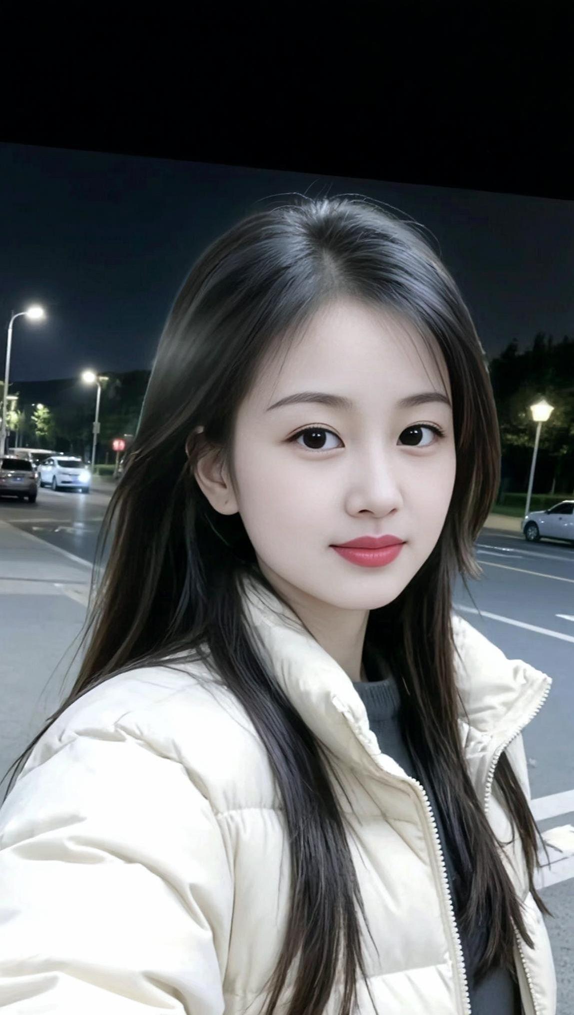 AI夜街清透自拍少女写真甜系女孩气质穿搭颜值