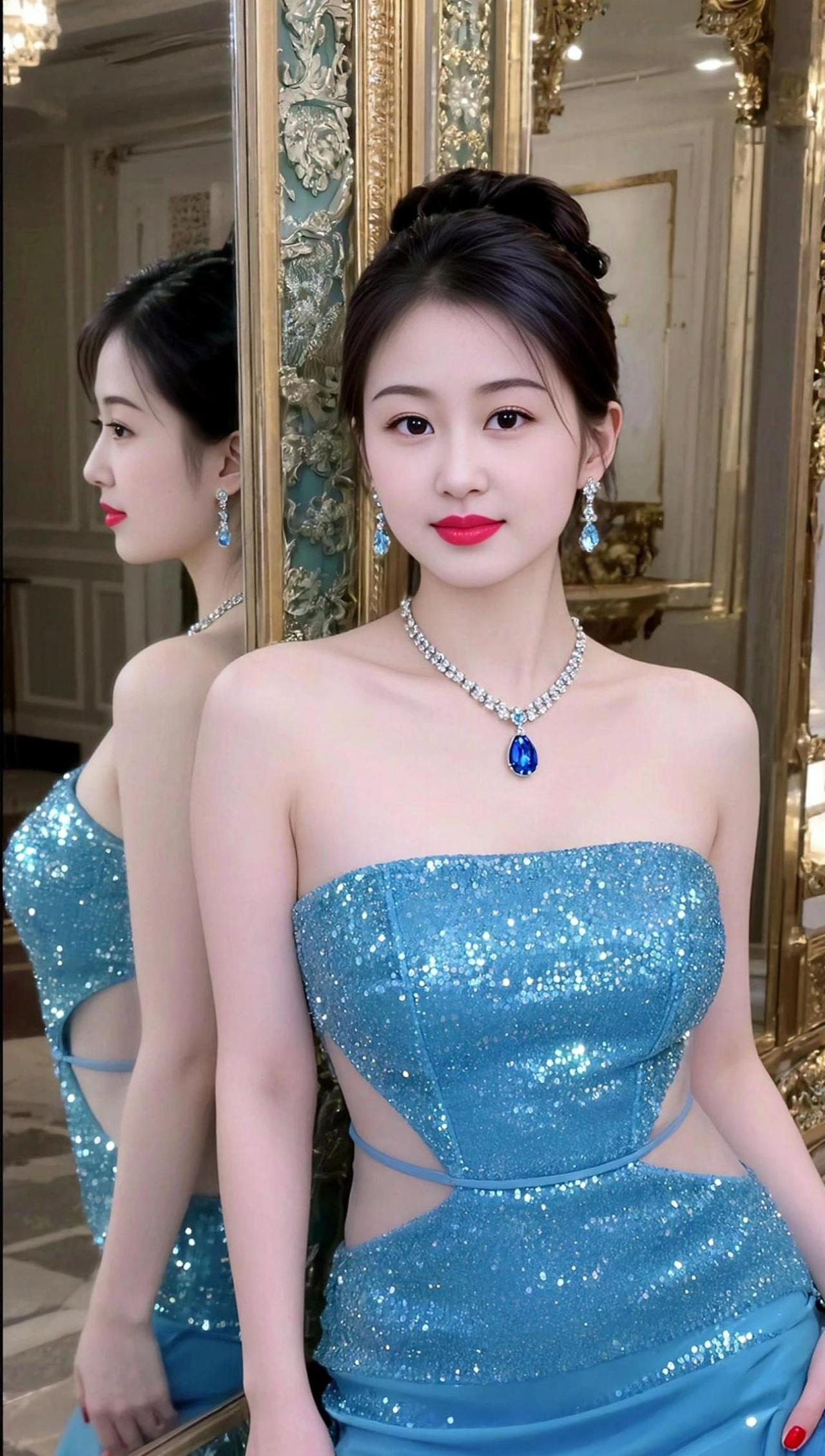 AI蓝钻晚装照
