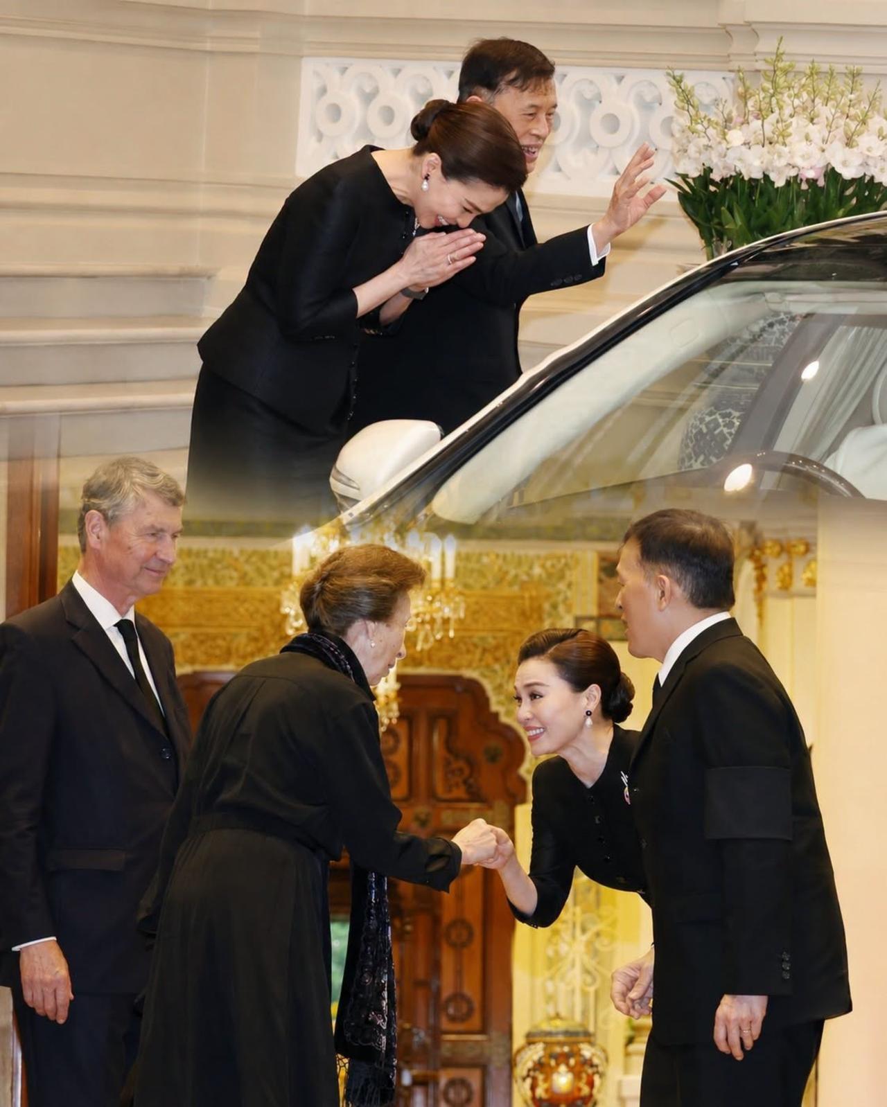 苏提达礼仪满分，主动给安妮公主行礼2026年7月16日下午，泰国国王和苏提达王