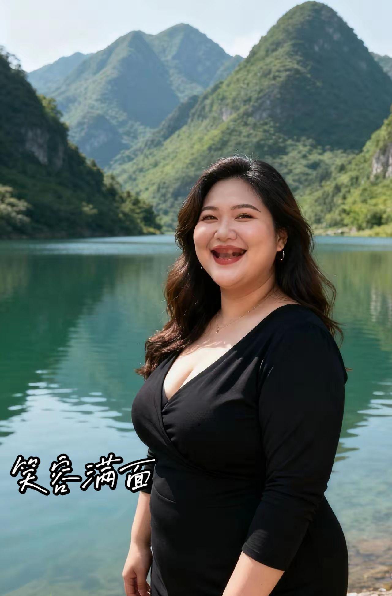 笑靥如花，山水间尽显自然之美