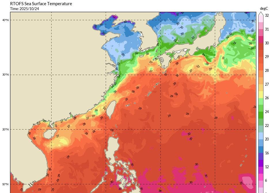 华南沿海的冷水区域逐步成型，从台湾海峡至广东一带，海温普遍降至26度以下。因此就