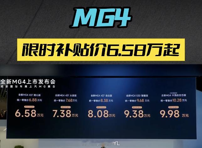 MG4定价6.58万车展杀疯成都车展，MG4直接把限时权益价拉到6.58万起