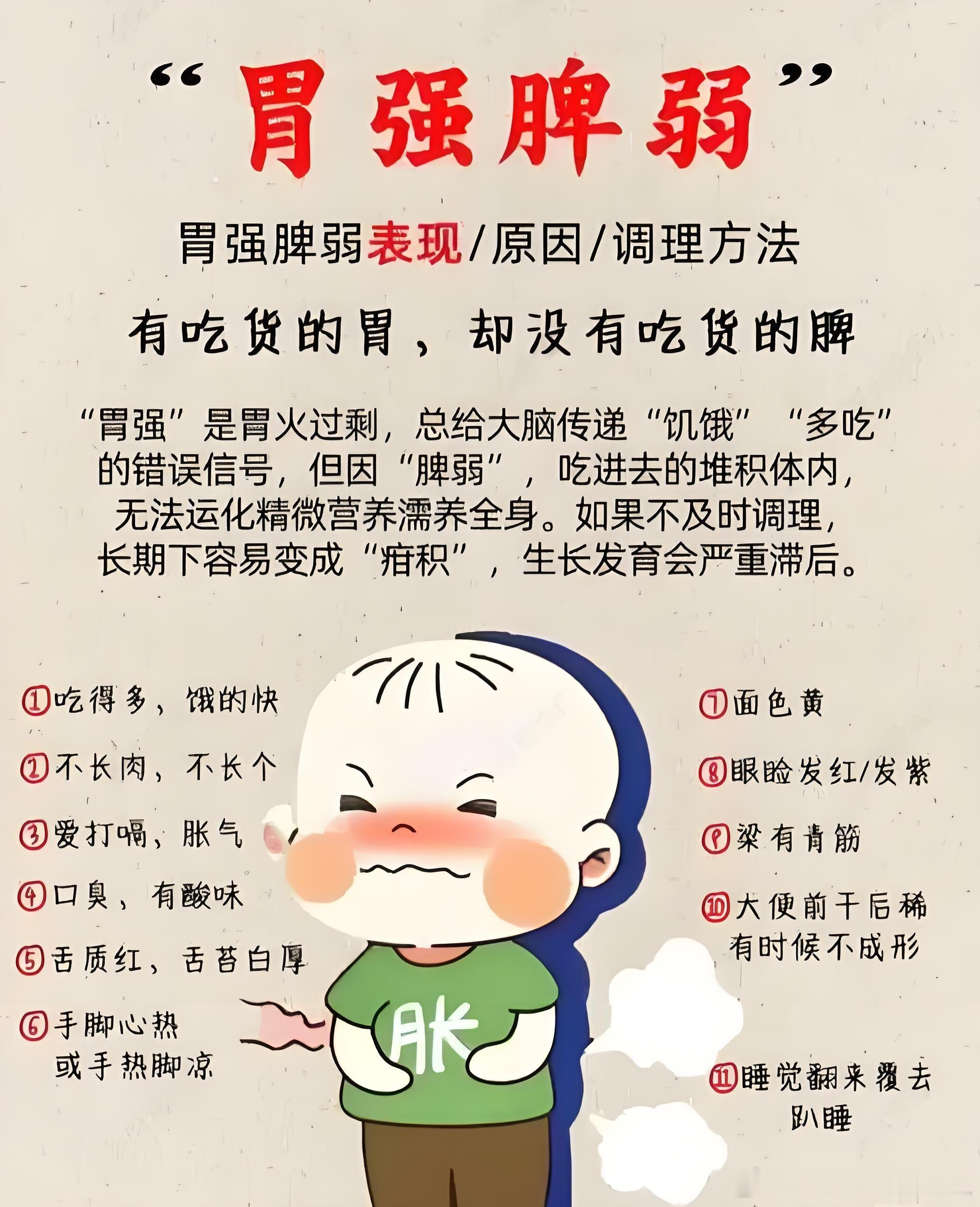别误把胃强脾弱当胃口好！不少家长以为孩子总吃不饱、饭量惊人是好事，其实这可能是