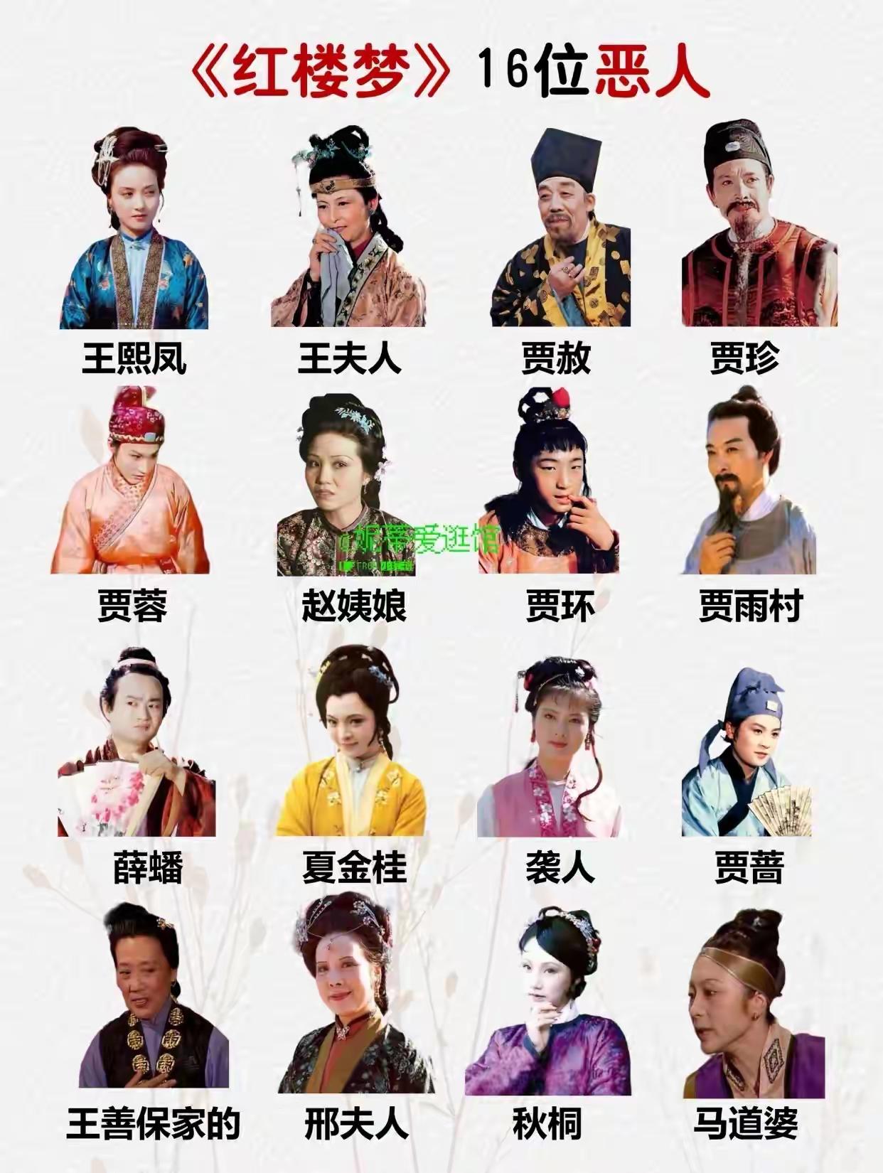 红楼梦中16个坏人。