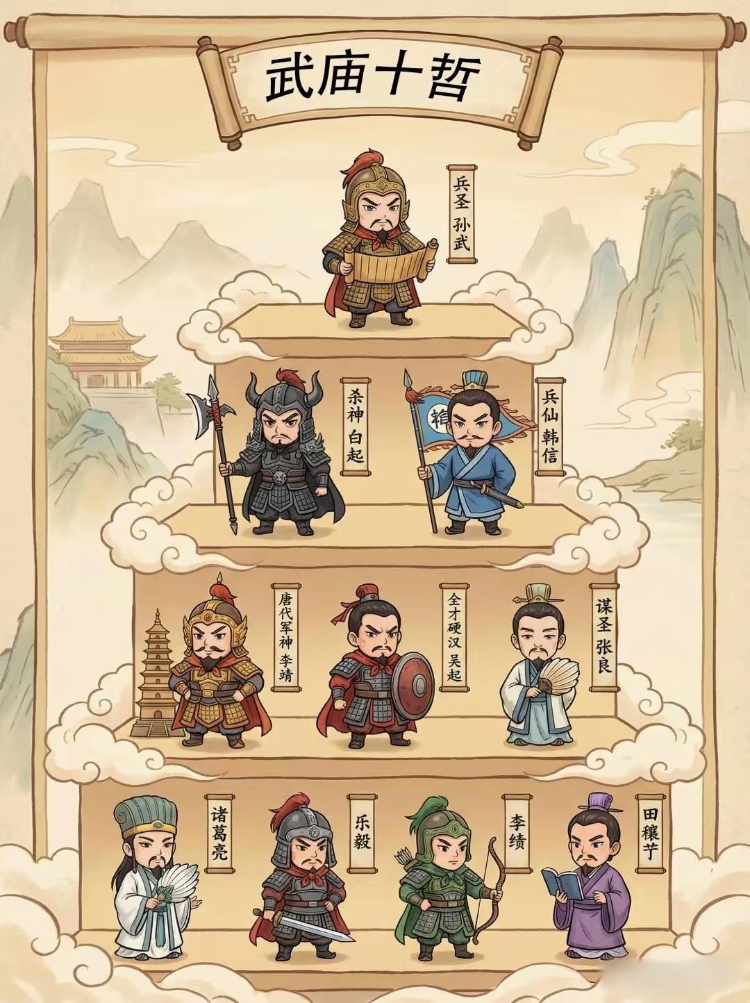 在这些武庙众英雄中，个人觉得乐毅至少可以和白起平起平坐吧。至于韩信高了张良一等，