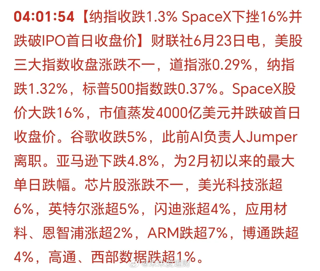 美国三大股指涨跌不一！纳指下跌1.32%，科技股调整加大！国家出台反制措施，