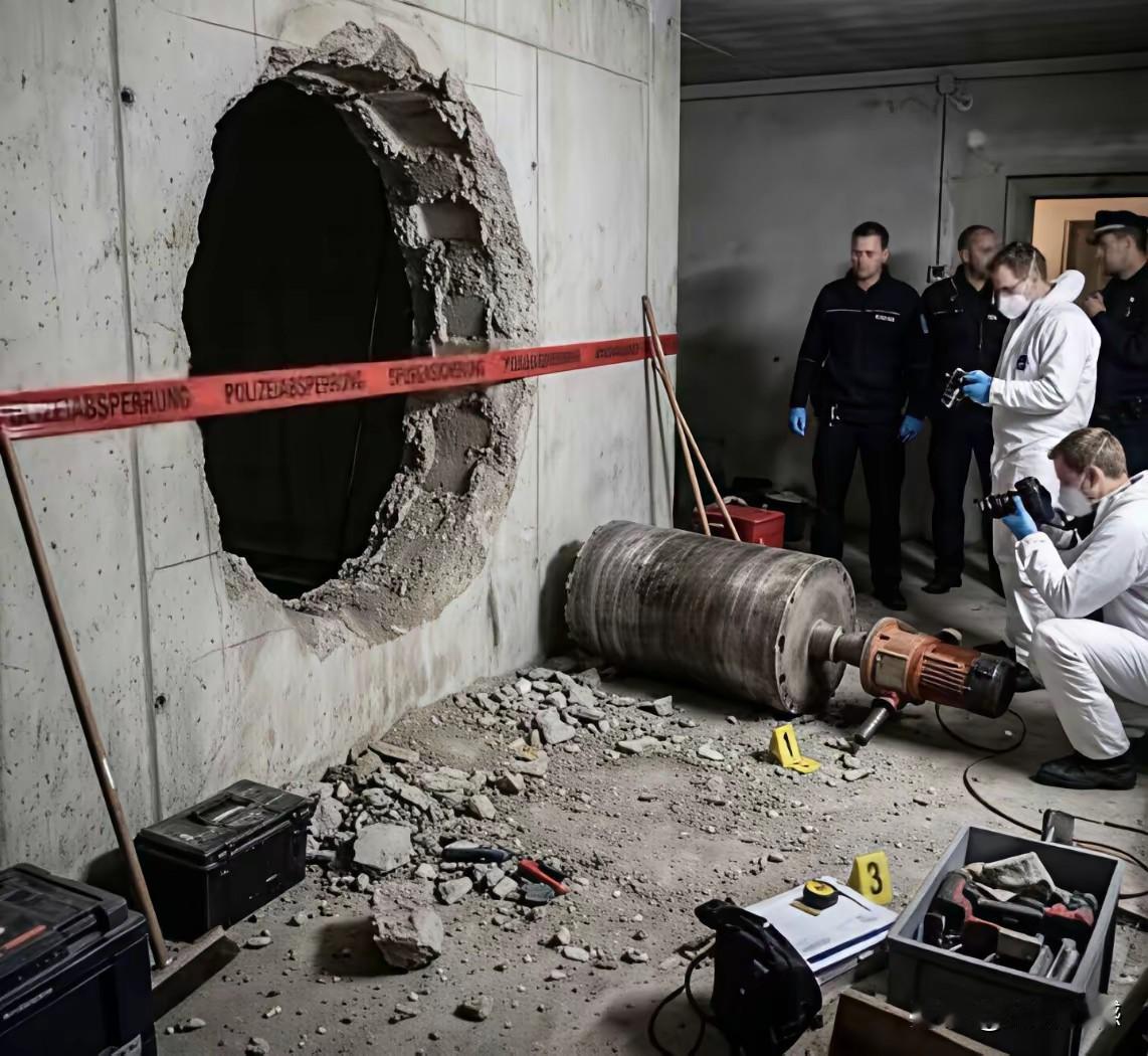 德国的贼，胆大妄为，还敢到银行的下面挖窟窿盗洞，真是无法无天了，而且使用的设备极