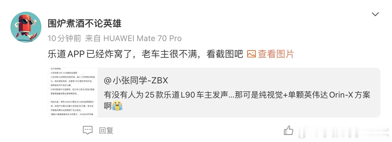 评论区网友投稿，乐道L90老车主对26款乐道L90改款意见很大啊