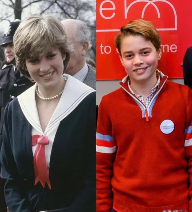 一直以为威廉和凯特的三个孩子只有夏洛特公主长得像戴安娜王妃，看到这张照片，通过对