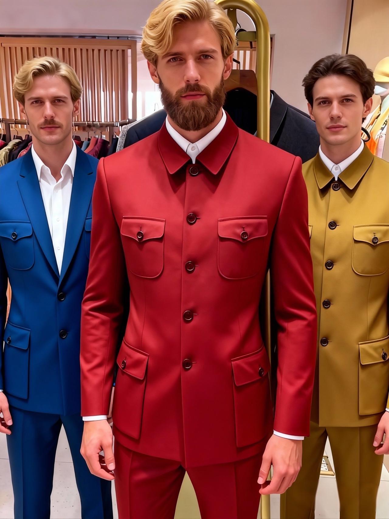 三款复古风中山装，谁是你心中的最佳搭配？