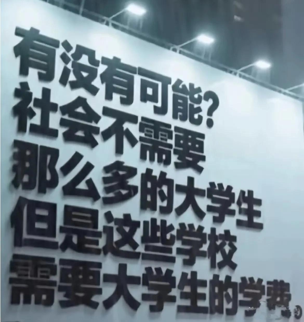 有没有可能？社会不需要那么多大学生，但是这些学校需要大学生的学费。如果大
