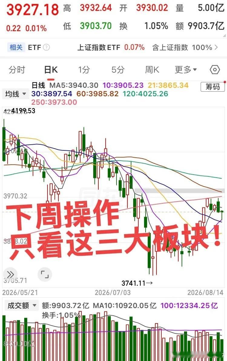 下周操作只看这三大板块！第一个板块，医疗服务中药创新药板块，板块突破新高震荡整理