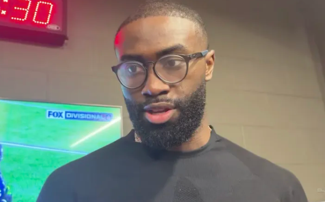 凯尔特人以132-106击败老鹰。赛后，凯尔特人球员杰伦-布朗接受媒体采访，谈到