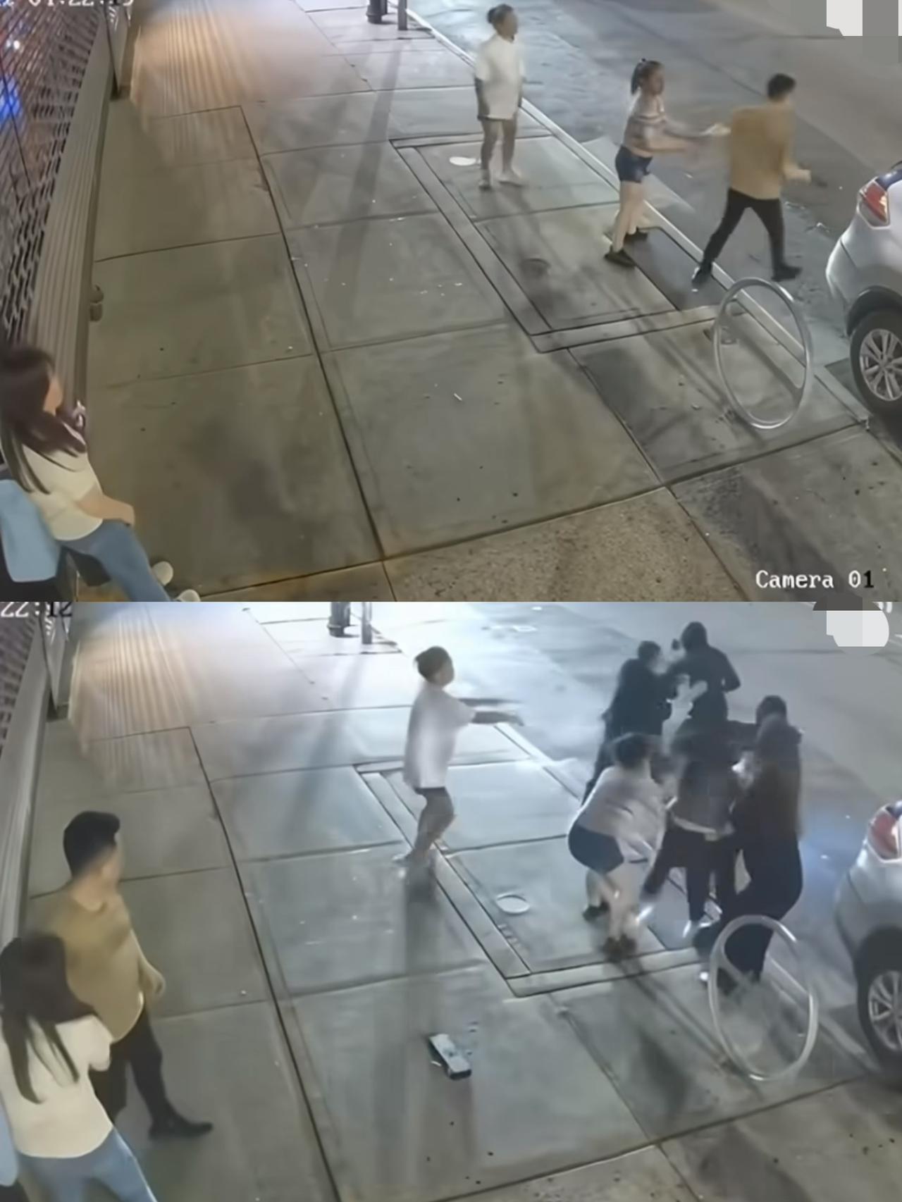 美国最著名的法拉盛华人社区，10个华人在路边被两个蒙面老黑打劫刚开始两名劫匪