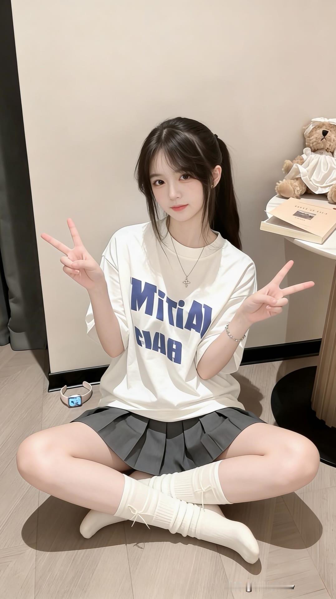 元气少女穿搭指南，白色T恤+灰色百褶裙，甜美可爱！💕漂亮小姐姐粉系少女感穿搭