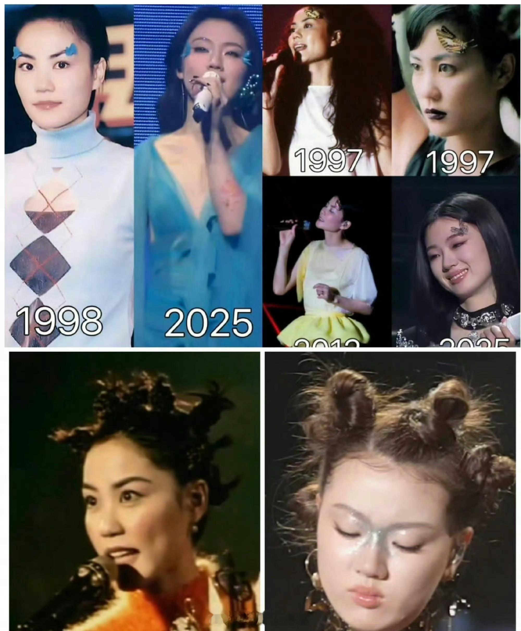 单依纯王菲撞造型单依纯又被说像王菲了，这次是妆容到头纱全套撞上。说实话一次两次