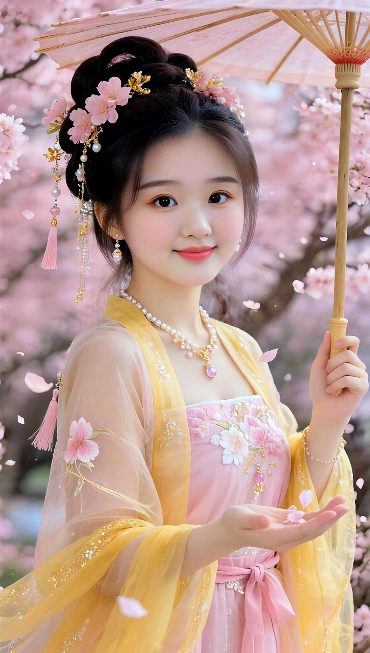 AI桃林古风写真随变ai随便玩樱花古风背景粉色古装汉服樱花汉服拍照姿势