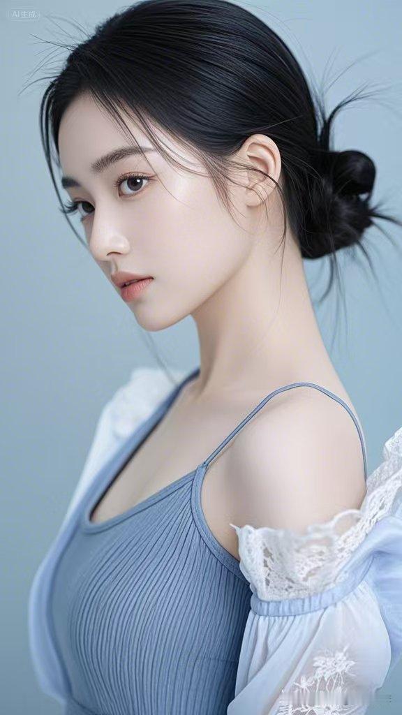 女孩静静地站在那里，仿佛整个世界都消失了，只剩下她一个人。她就像从天堂降临的月光