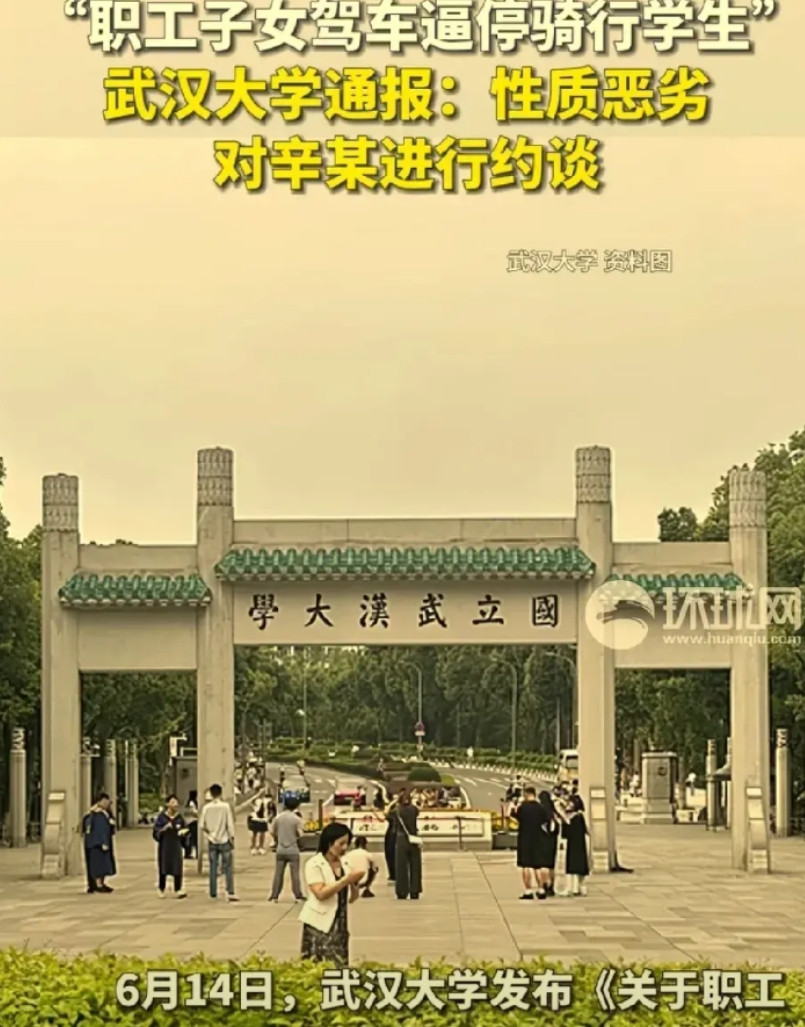 上戏的瓜还没吃完，武大的瓜又来了。武大一位辛副校长的公子在校内驾车，因为校内