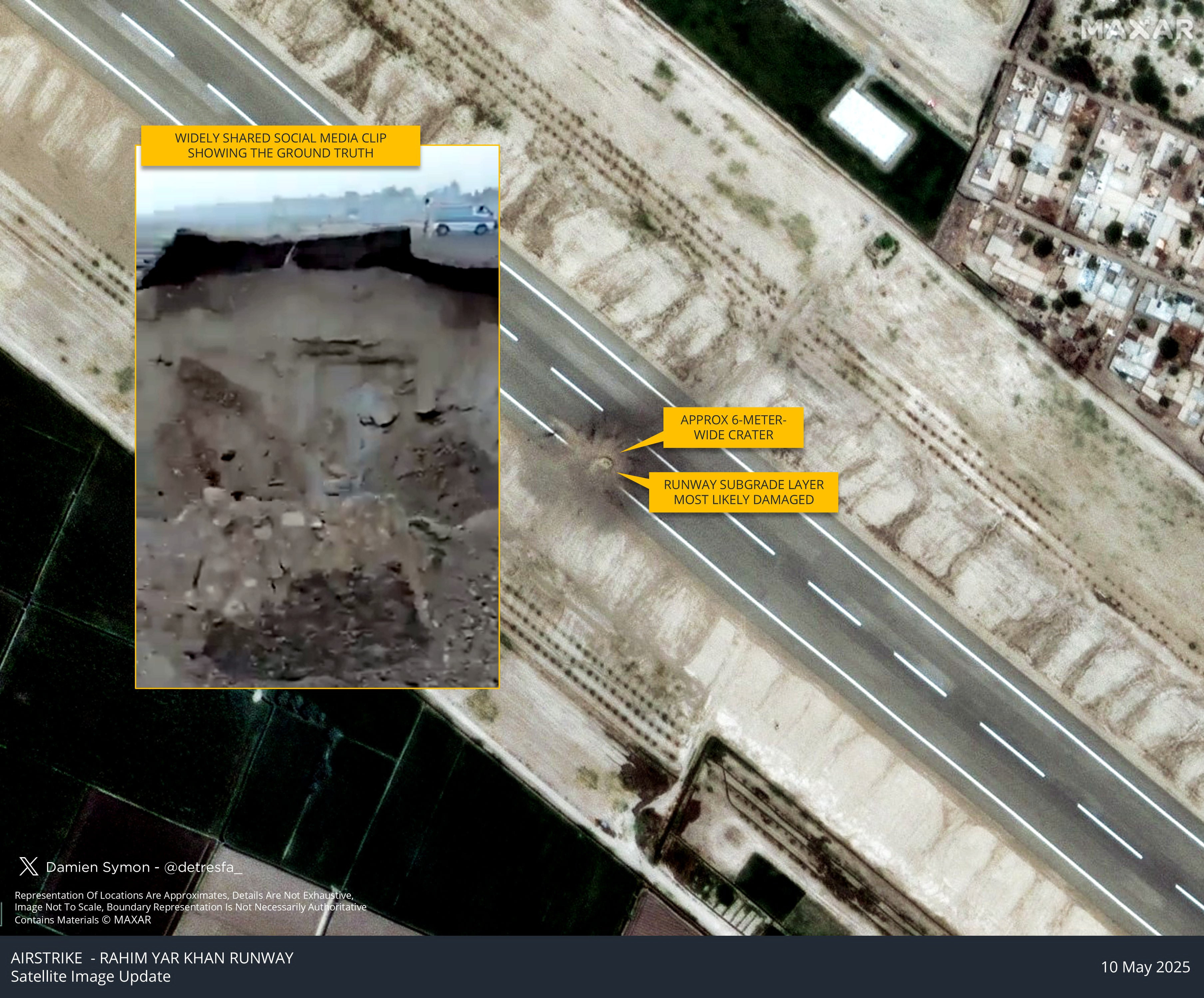 受损严重，外媒展示巴空军多个基地遇袭后卫星图像，F-16机库被炸了个大洞！近几日