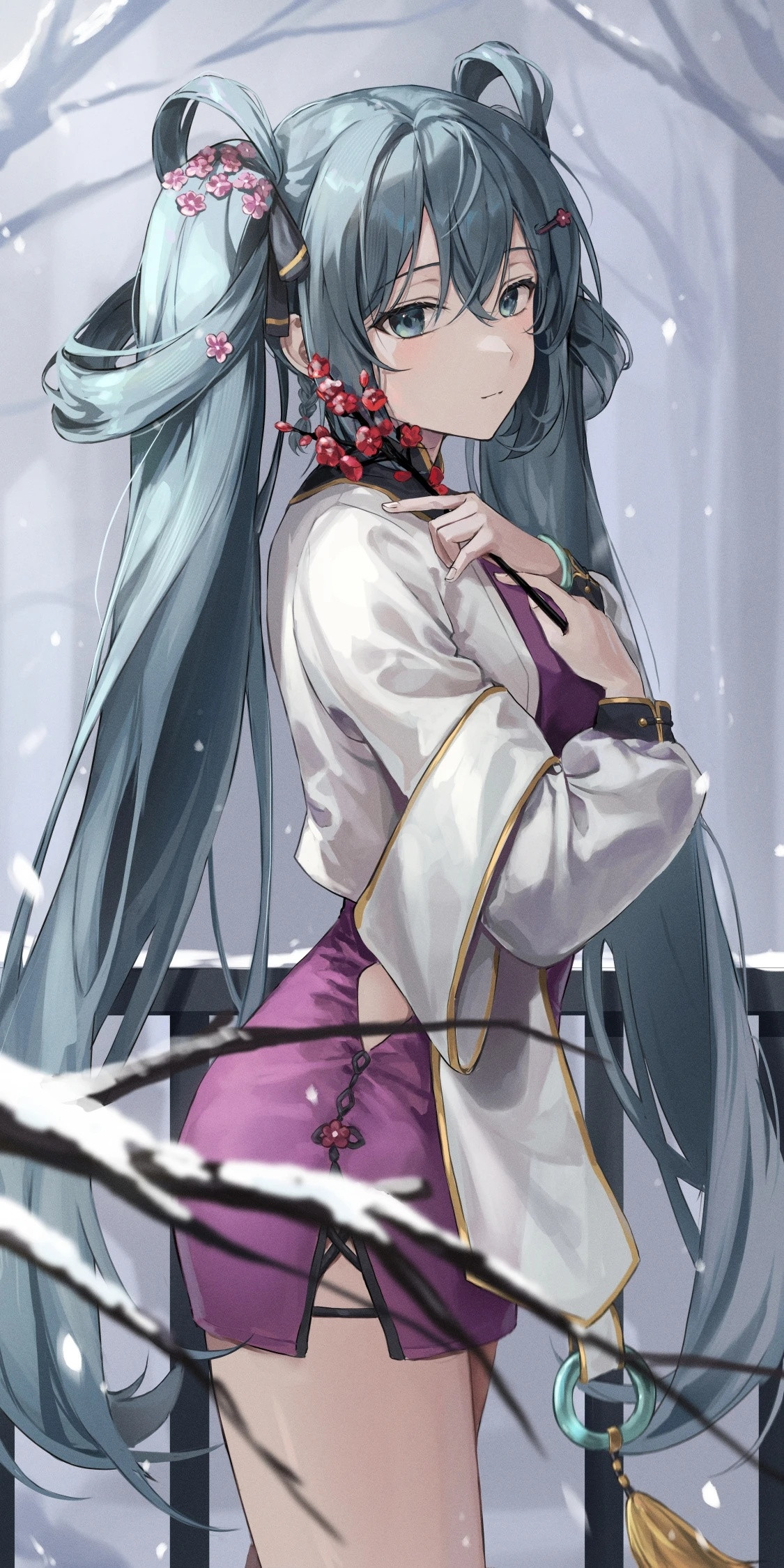 动漫微博开新谷穿旗袍的初音婀娜多姿‎初音未来​​​