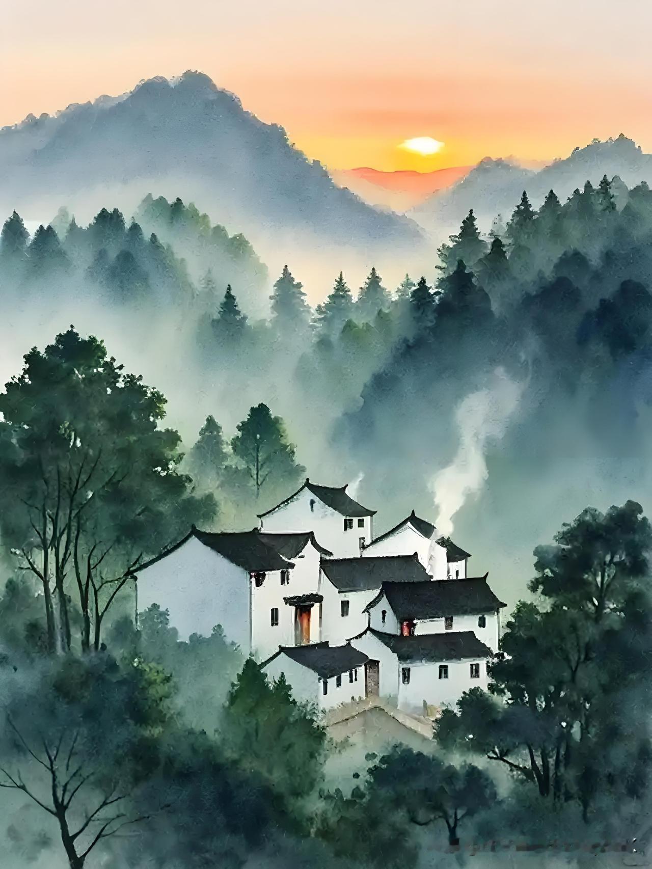《竹枝词九首·其九》——唐•刘禹锡山上层层桃李花，云间烟火是人家。银钏金