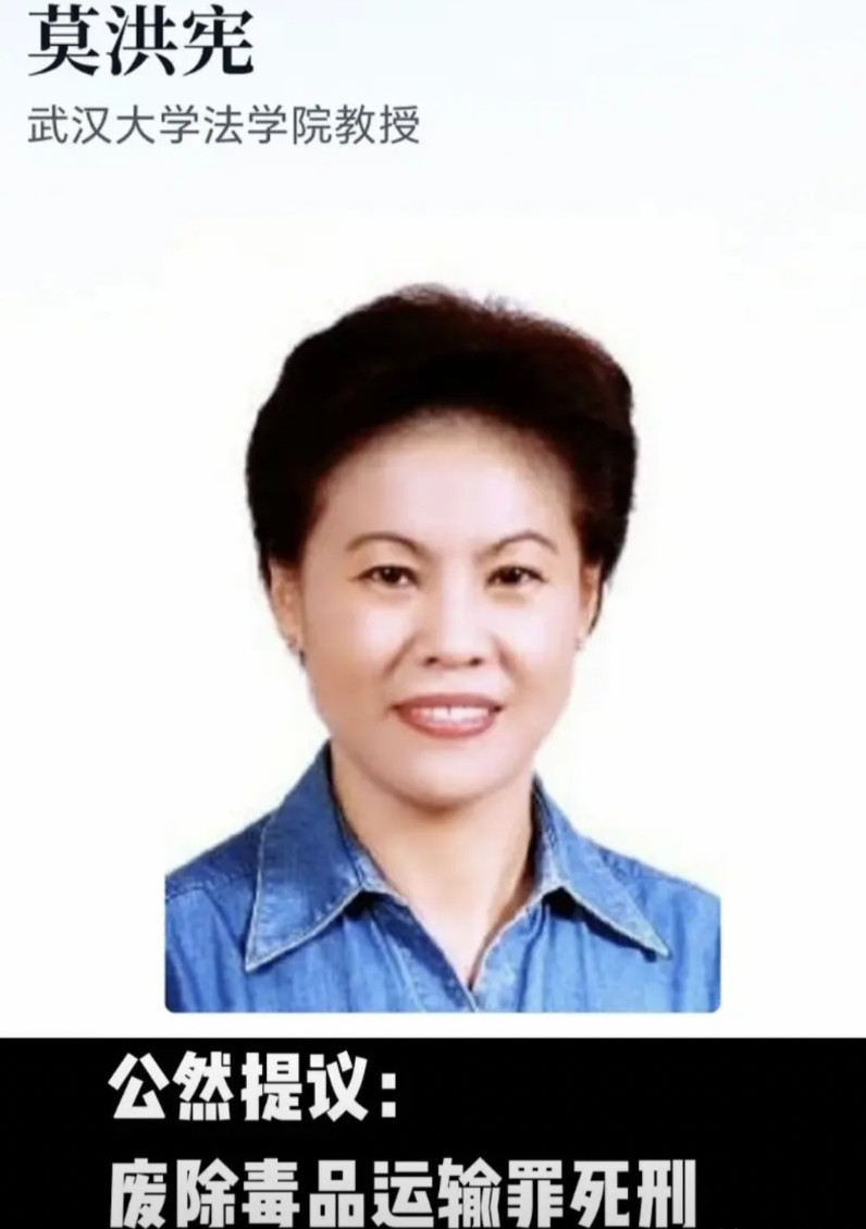 没想到吧！！！武汉大学法学院的教授莫洪宪，公然提议要废除毒品运输罪死刑。呵呵
